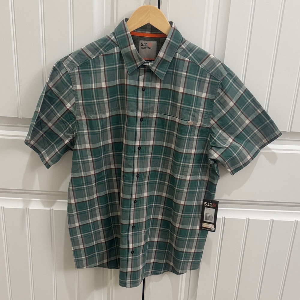 5.11 Tactical Men's Green Plaid Casual Shirt